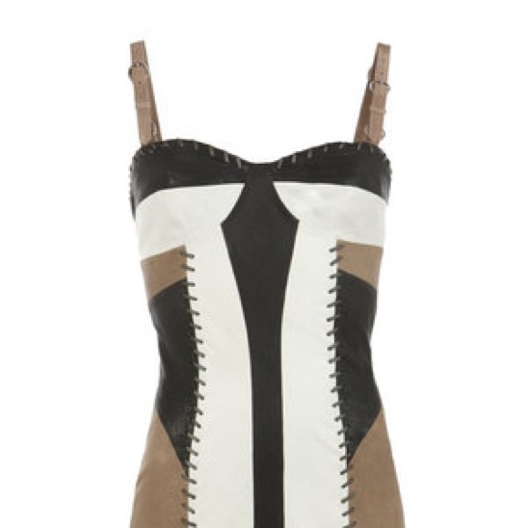 All Saints Co | Genuine Leather Corset Mini Dress - Picture 2 of 7
